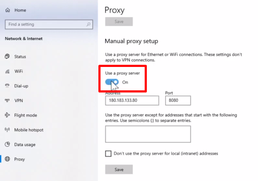 Configure proxy