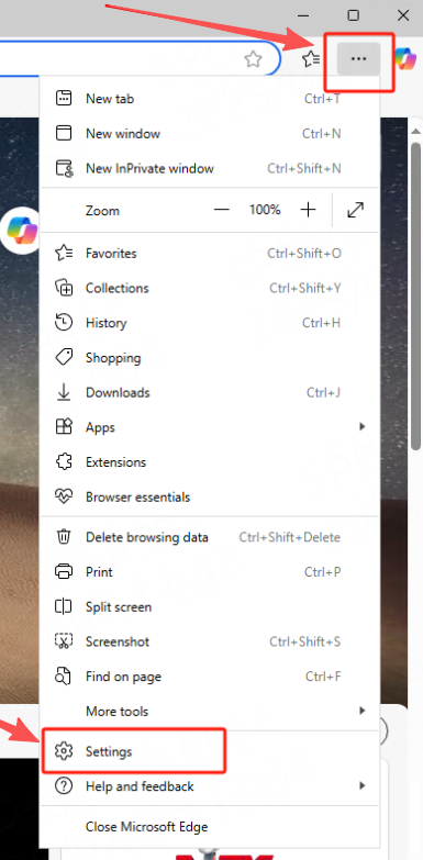 Open settings
